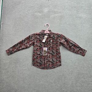 Cinch Boys Button Up Shirt 3T Black Paisley Woven‎ Western Long Sleeve NWT
